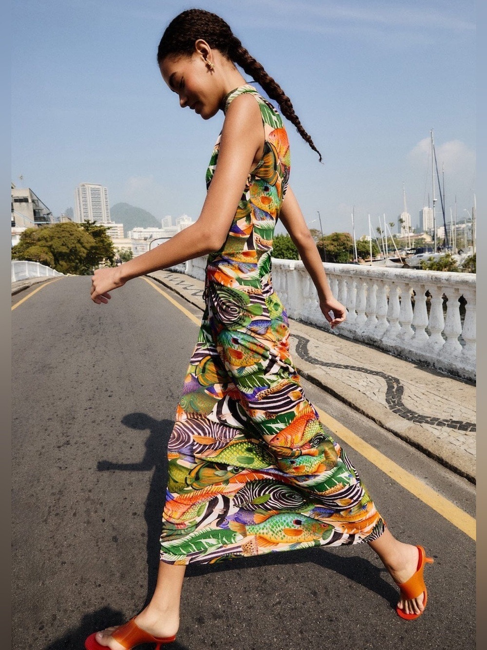 Farm Rio Multicolor Fish Sea Sleeveless Maxi Dress